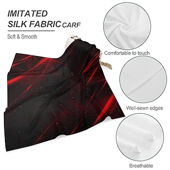 JKLQWH Silk Like Head Scarf for Women Satin with Black And