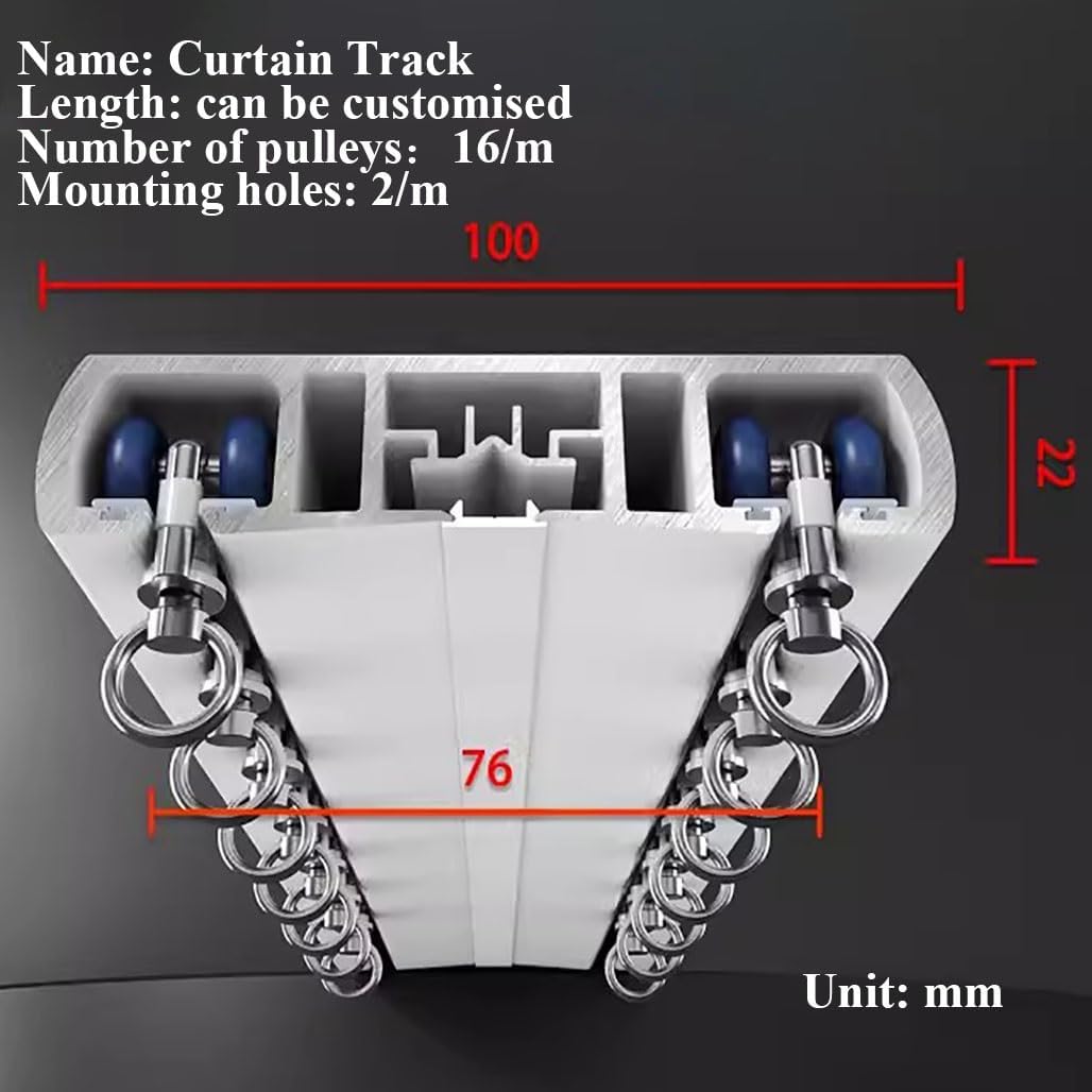 頑丈なアルミ製ダブルカーテンレールRa - リビングルーム、寝室、大きな窓にスムーズにスライドする天井マウント - 理想的な間仕切り