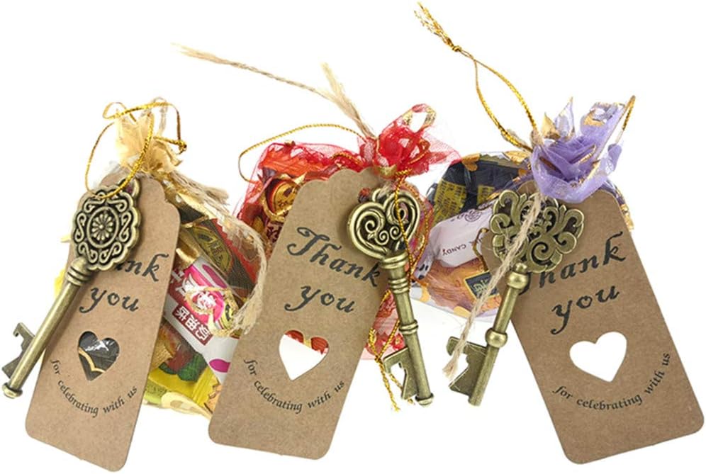 Flash Deals - 50% OFF 80pcs Skeleton Key Bottle Opener Wedding Party Favor Souvenir Gift with Escort Tag and Jute Rope(Bronze Tone,8 styles)