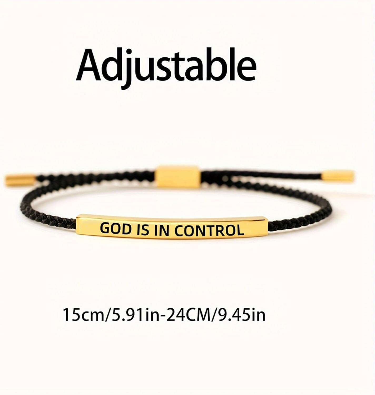 God Is In Control Bracelet for Women Men Motivational Bracelet Adjustable Braided Stainless Steel Engraving Inspirational Faith Bracelet Christian Jewelry Gifts - Image 4