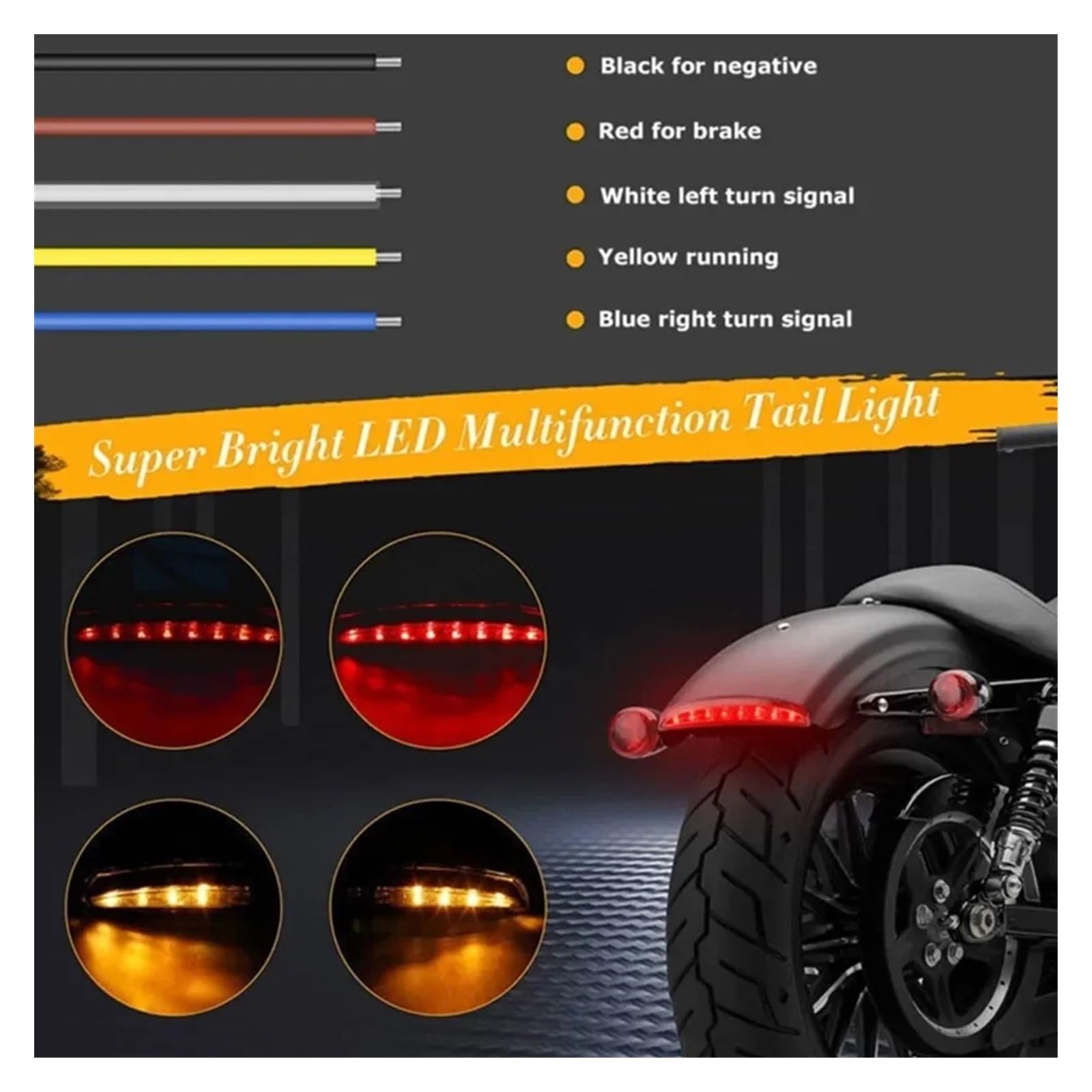 Luz LED De Freno Trasero para Matrícula De Motocicleta, Luz De Freno Y Luz De Circulación para Ha&rley Sportster Iron XL 883 1200 Dyna Softail Luz Traseras de Piezas