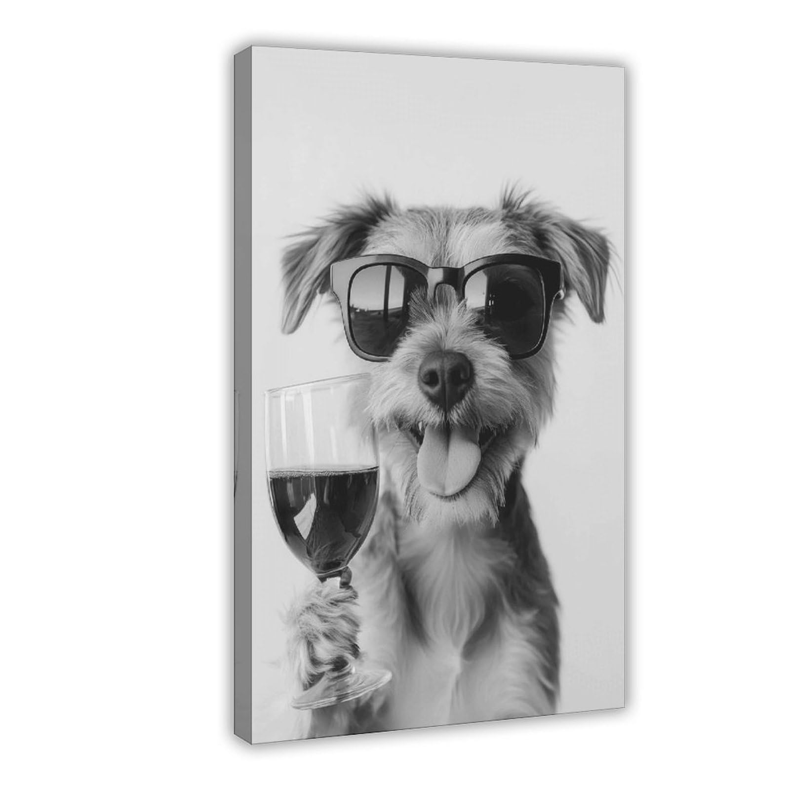 Utgn Border Terrier Drinking Wineposter Canvas Poster Wall Art Print Picture Paintings 12X18inch(30X45cm)
