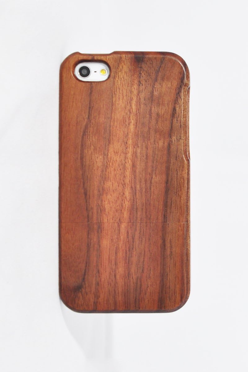 Unique Handmade Natural Wood Wooden Hard bamboo Case Cover for iPhone 5 with free screen protector(walnut)