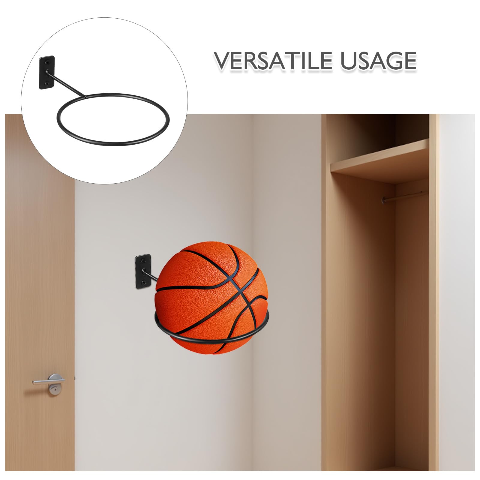 6 Soportes de Pared para Baloncesto: Soportes de Metal para Guardar balones Deportivos, expositores para autógrafos, fútbol, ​​Voleibol, colección de Accesorios, Organizador para Jugadores y