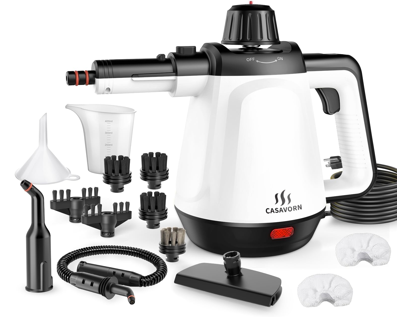 Photo 1 of 1200W Handheld Steam Cleaner for Home, Powerful Natural Multi?Surface Steam Cleaner with 13 Accessories, 13.5oz Pressurized Steamer for Deep Cleaning Tile, Grout, Shower, Bathroom, Kitchen, Car, White