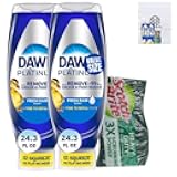 Dawn EZ Squeeze Platinum Liquid Dish Soap 2pk Refreshing Rain Scent 24.3 Fl Oz bundled with Heavy Duty Scotch Brite Sponge