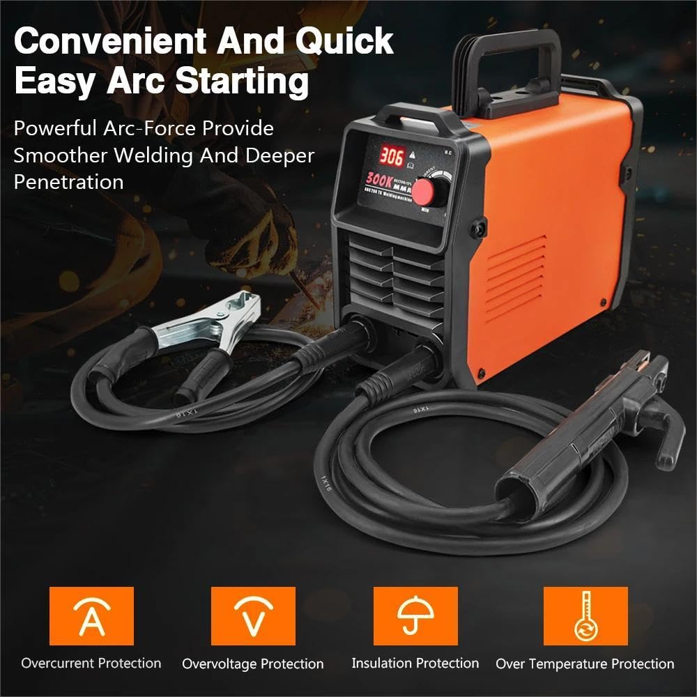 300A 220V MMA ARC Soldador,Mini Portátil Soldador Electrodo con Pantalla Digital LED,Bricolaje, Reparación de Bicicletas, Soldador Portátil para Soldadores