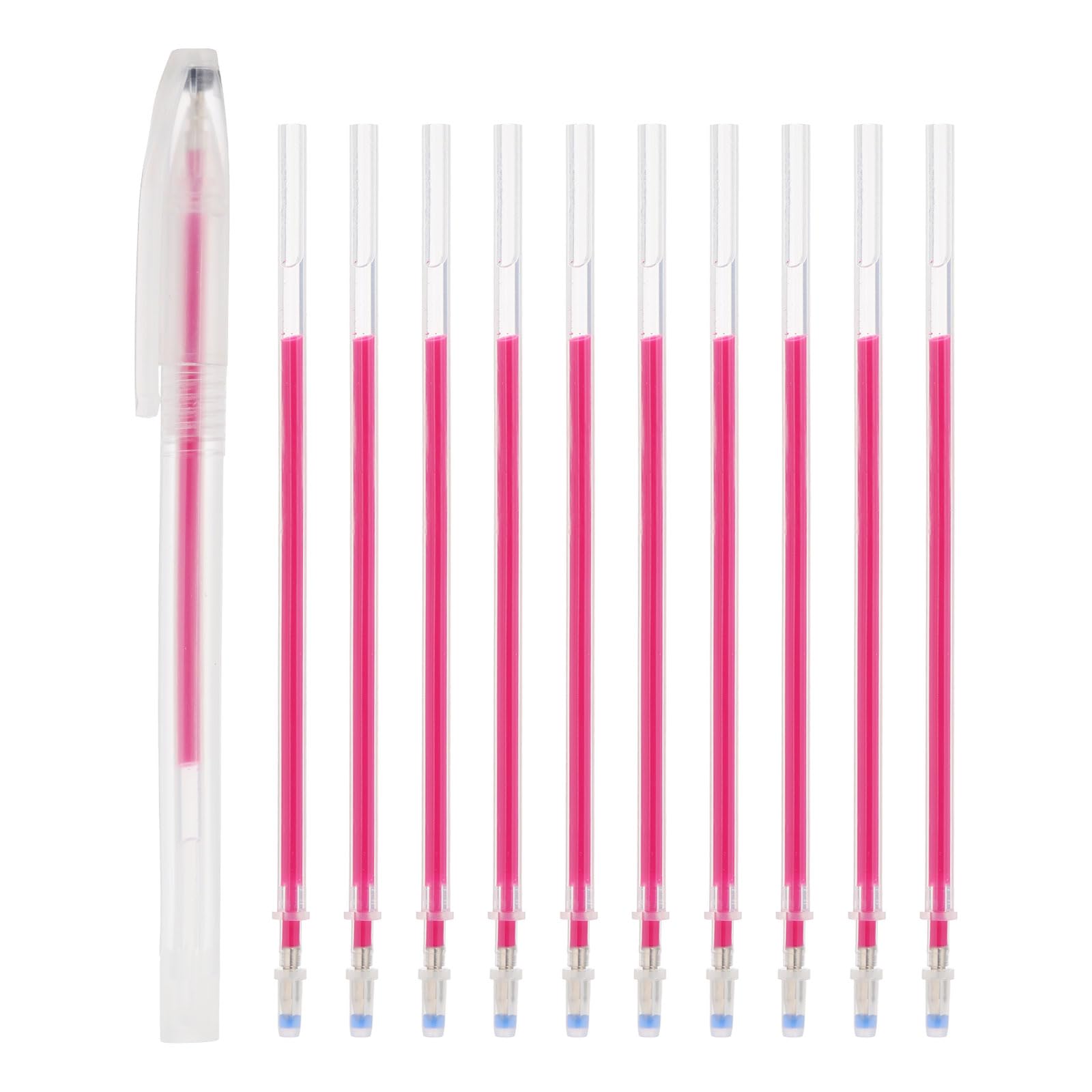 PATIKIL 10Pcs Erasable Gel Pens Refills, 1mm Heat Erasable Pens for Fabric Disappearing Ink Fabric Marking Pen for Sewing Quilting Planner Writing, Red Ink