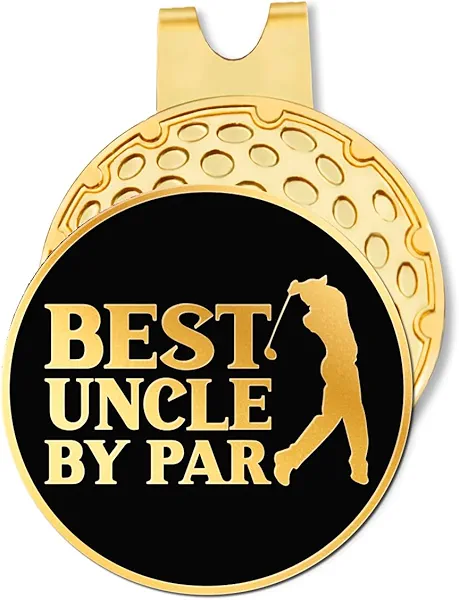 Hafhue Best Uncle by Par Black Gold Golf Ball Marker with Magnetic Hat Clip, Funny Golf Accessories and Golf Gifts for Men Uncle, Birthday for Golf Fan Golfer Golf Lovers