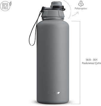 1 Hand Leak-Proof Sızdırmaz Çelik Termos 1500 Mililitre Grey ST-253