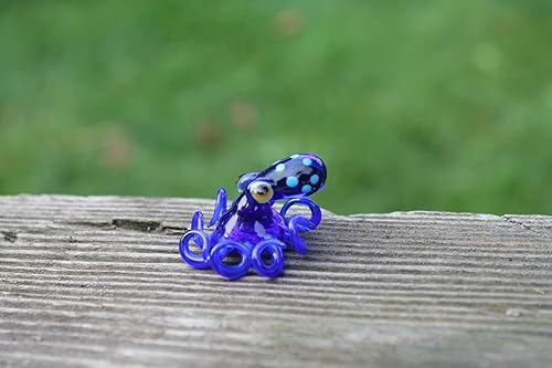 Miniatura 7 de Azure Blue Miniature Oceanic Glass Octopus Crystal Octo-Statue Figurine Gift Art
