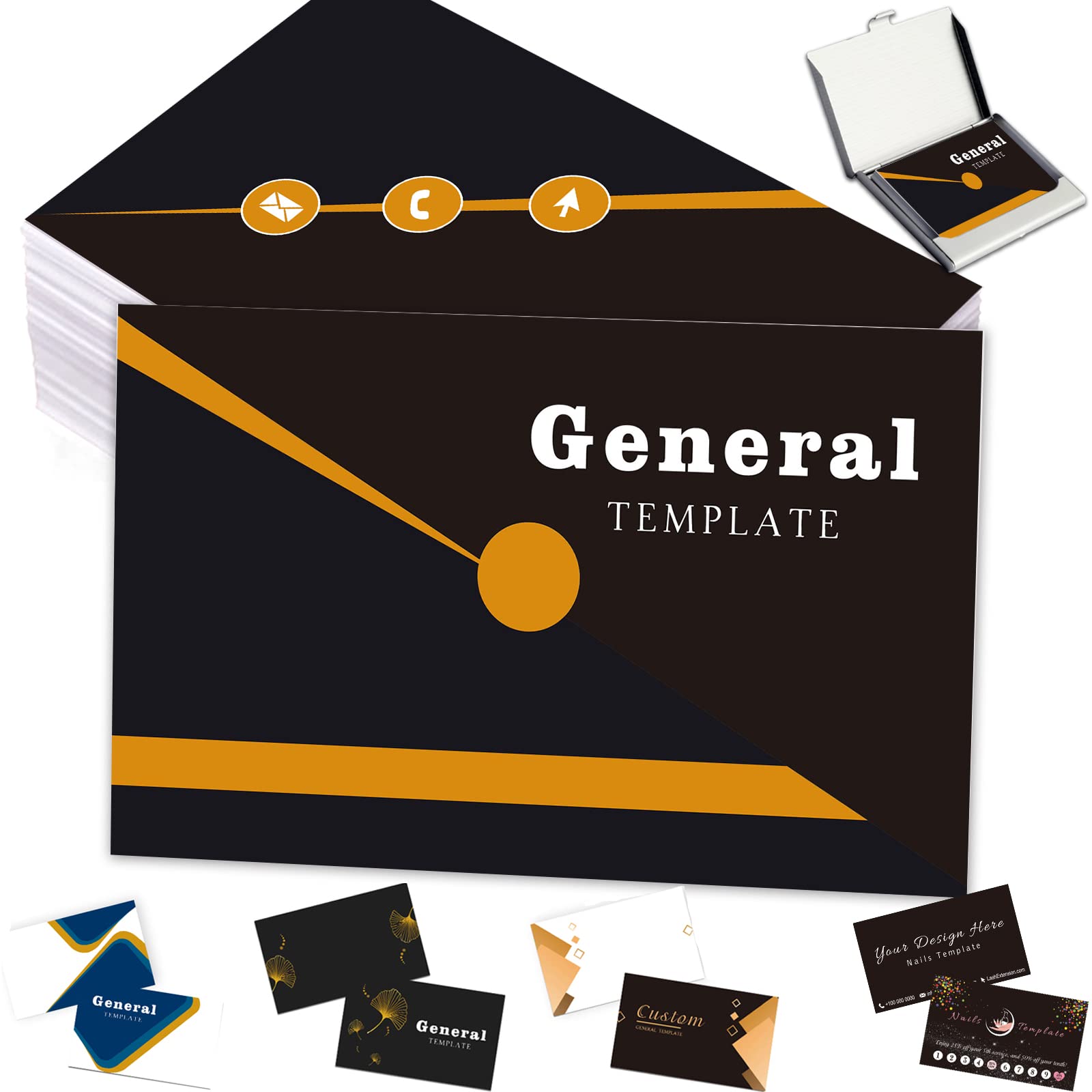 Business Cards Personalised 100PCS Custom with Logo Text QR Code Customise General Cards Your Own Design for Small Business 3.5"x 2" Waterproof Double-Sided Printing — image 1