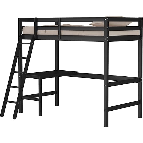 Hillsdale Caspian Youth Solid Wood Twin Loft Bed for Kids Room, Black