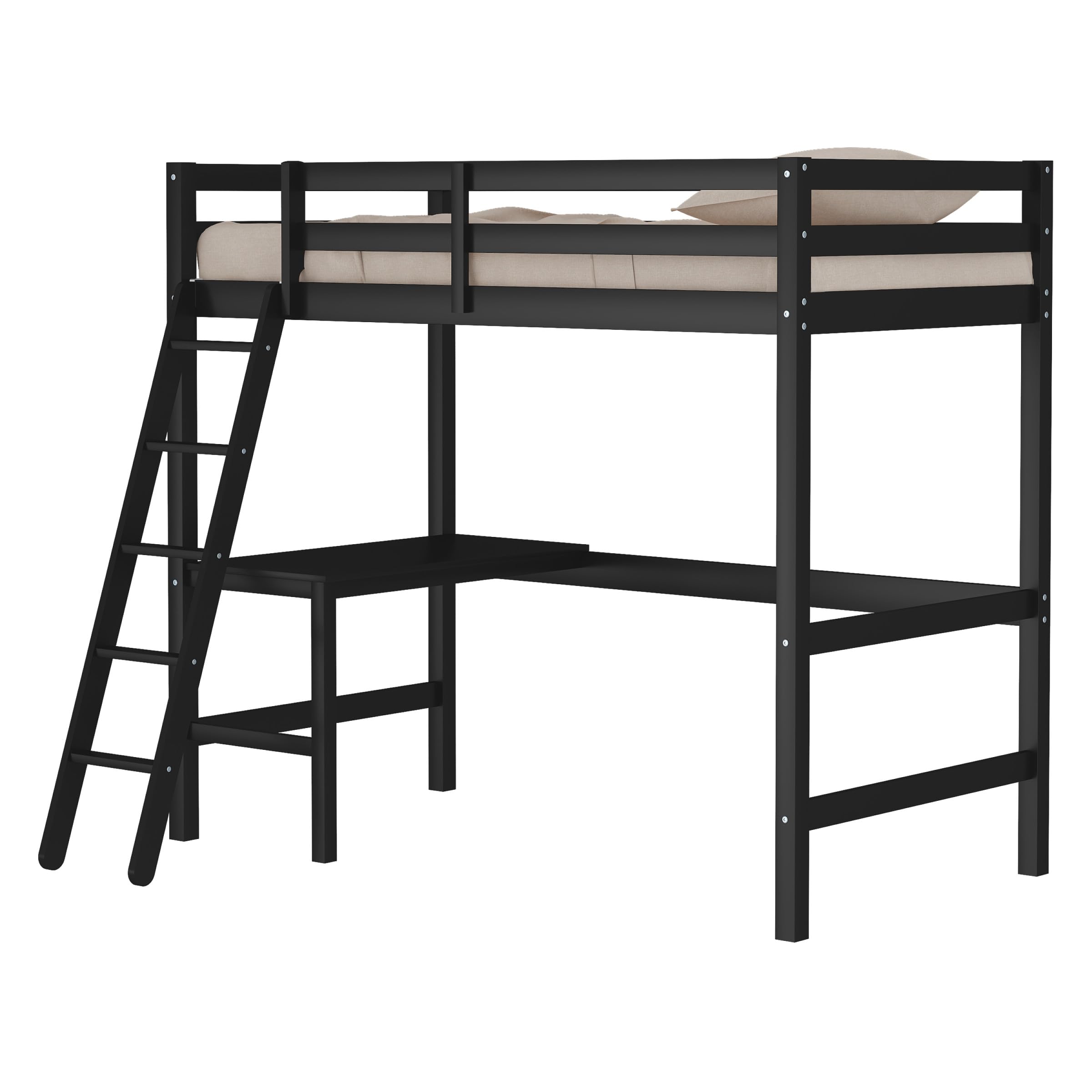 Hillsdale Caspian Youth Solid Wood Twin Loft Bed for Kids Room, Black