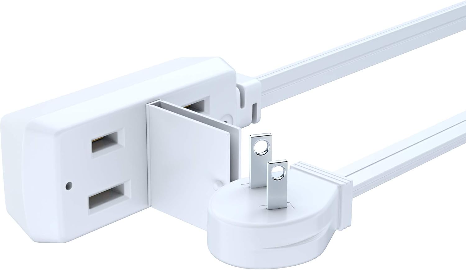 Get Discount Offer Maximm Cable 20 Foot Flat Plug Extension Cord/Wire, Multi Outlet - Angled Plug Extension Cord with Safety Water Proof Cover - White