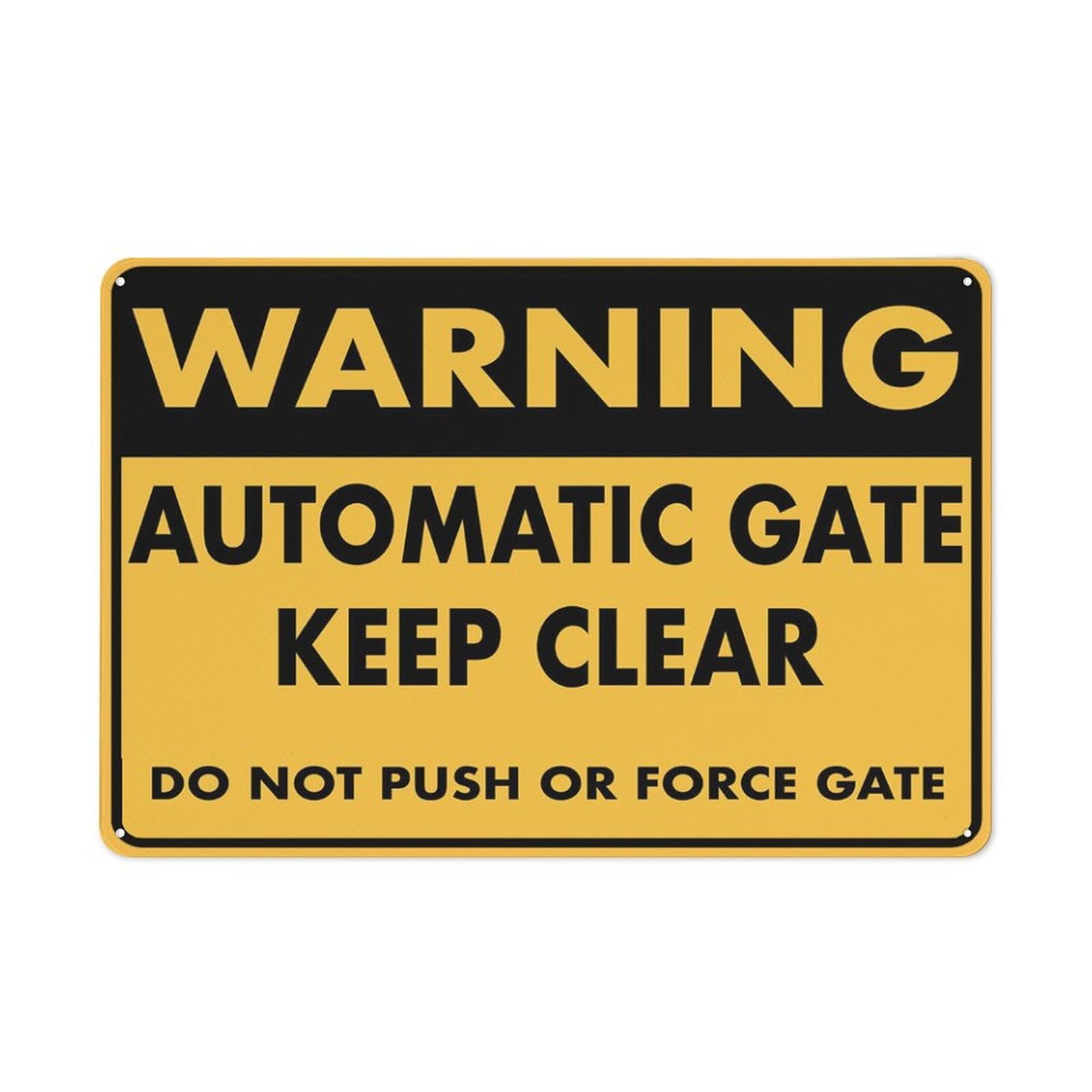 Peiyeety A04 Warning Automatic Gate Dopush Or Force Gate Sign Metal Signs 12X8 Inch Rust Free Aluminum,Uv Ink Printing,Durable/Weatherproof Outdoor For Home