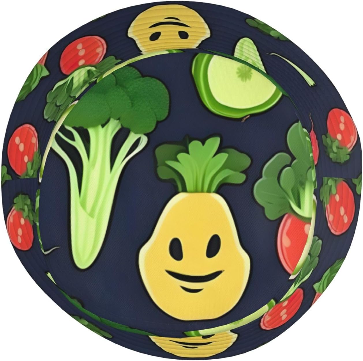 Cartoon Vegetable Fruit Print Sun Hat Outdoor Fisherman Cap Summer Bucket Hat Beach for Men Women Black