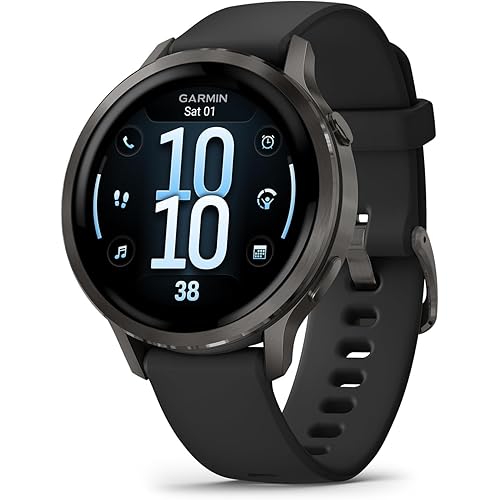 Garmin Venu® 4, 41mm, Advanced Health and Fitness GPS Smartwatch, Bright and Colorful Display, Built-in Flashlight, 10 Days of Battery Life, Slate with Black Silicone Band