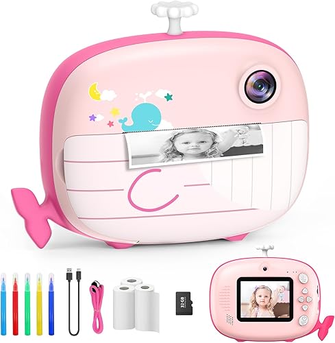Cámara de impresión instantánea para niños, cámara instantánea de 12 MP para niños, sin tinta, cámara digital para niños de 3 a 12 años con tarjeta