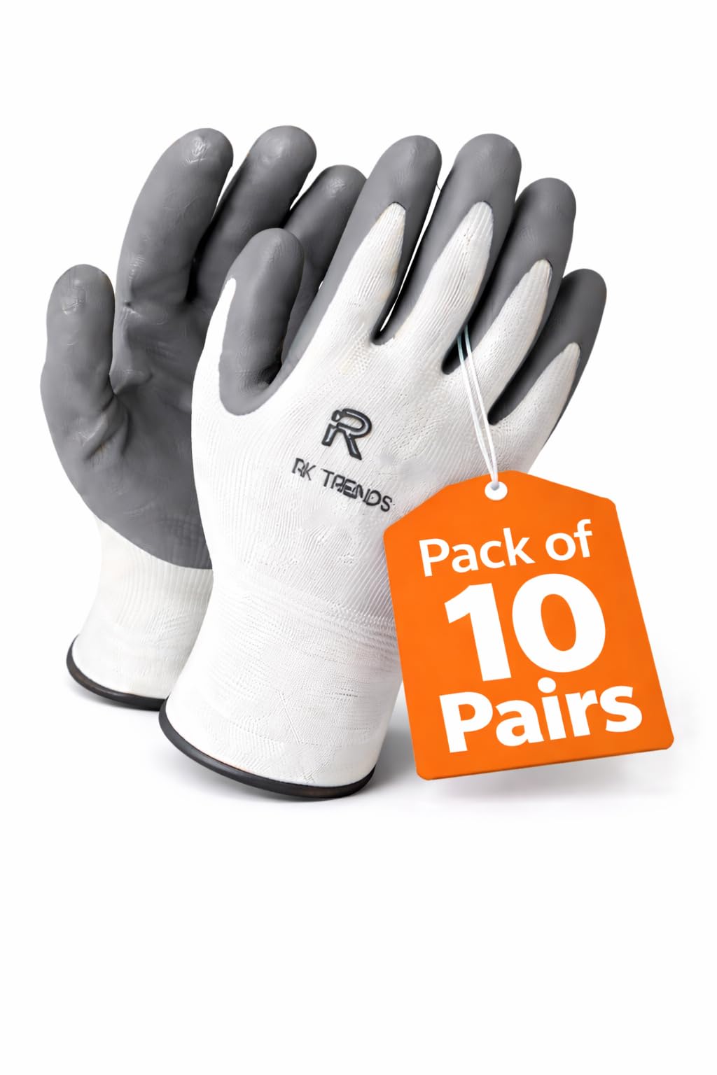 Lot de 10 paires de gants de travail avec revêtement en nitrile Gris