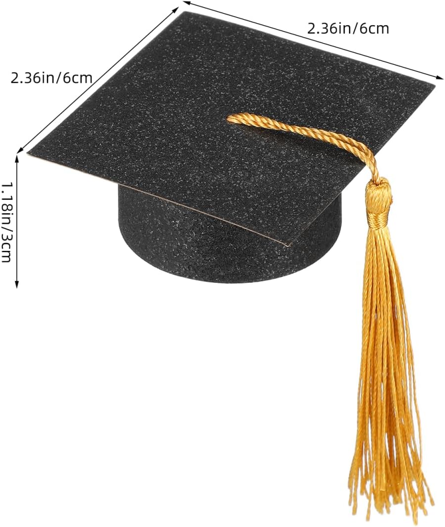 DOITOOL 10PCS Mini Graduation Caps with Tassels - 2024 Mini Grad Hat Graduation Wine Bottle Toppers for Home Graduation Party Table Decoration (Black)