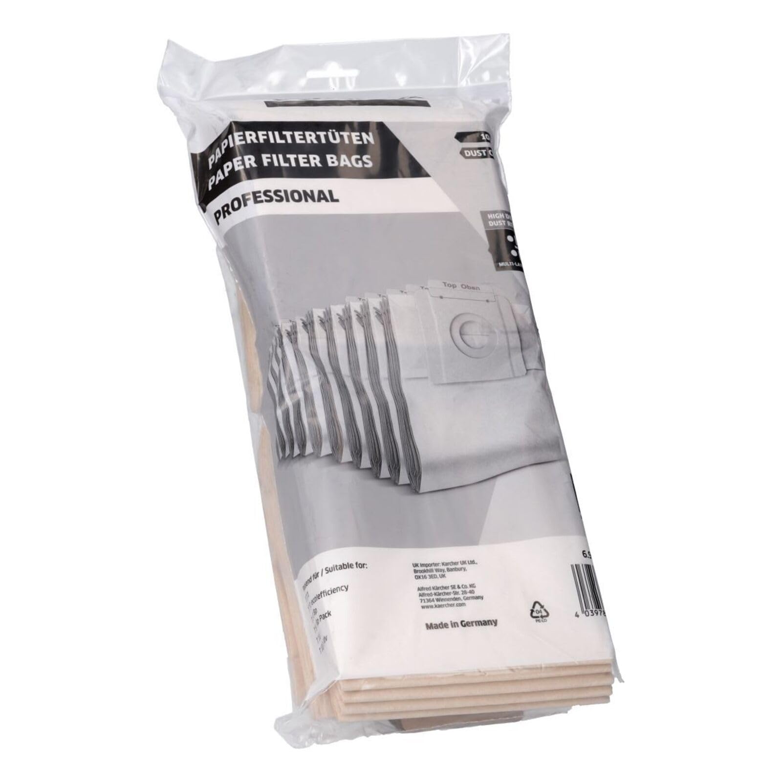 LUTH Premium Profi Parts bolsa de filtro compatible con Kärcher 6.904-333.0 para aspiradoras industriales 10pcs