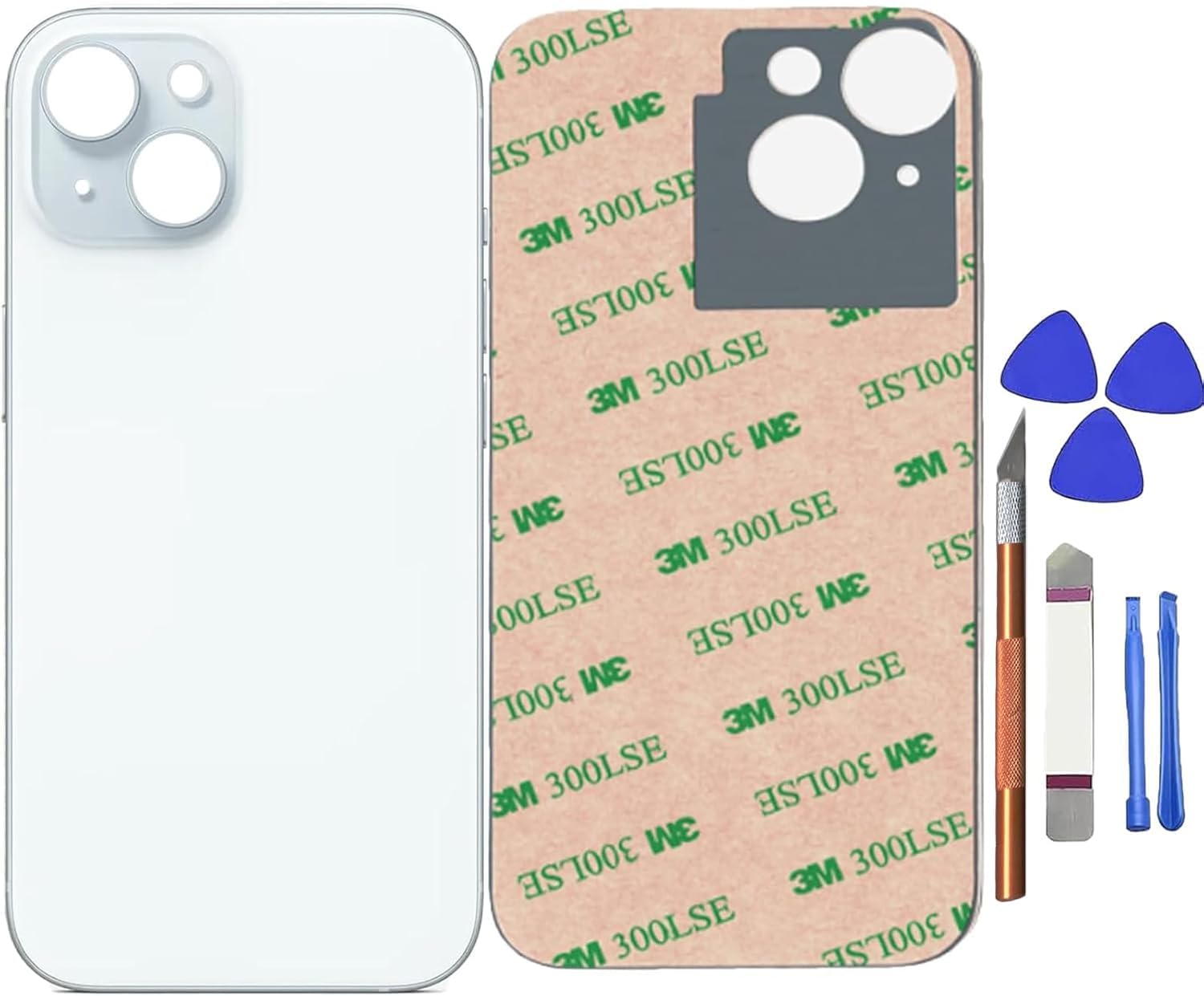 Sostituzione del coperchio del vetro posteriore 15 per iPhone 15 Sostituzione del vetro posteriore posteriore da 6,1 '' con kit di strumenti di riparazione (Blu)