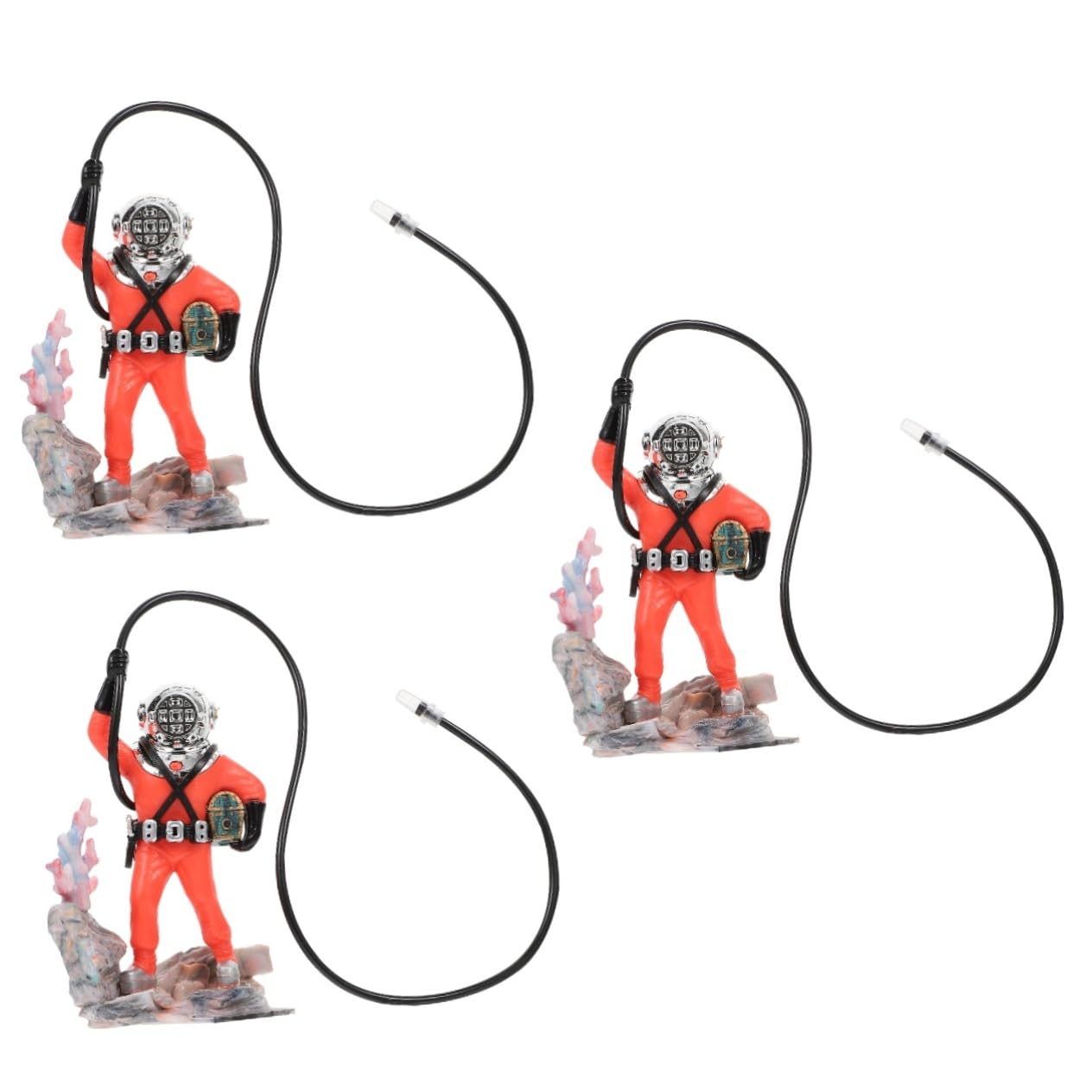 BESPORTBLE 3pièces Figurine De Plongeur Décorative pour Aquarium avec Tuyau Ornement De Paysage pour Réservoir De Poissons Et Accessoire Amusant