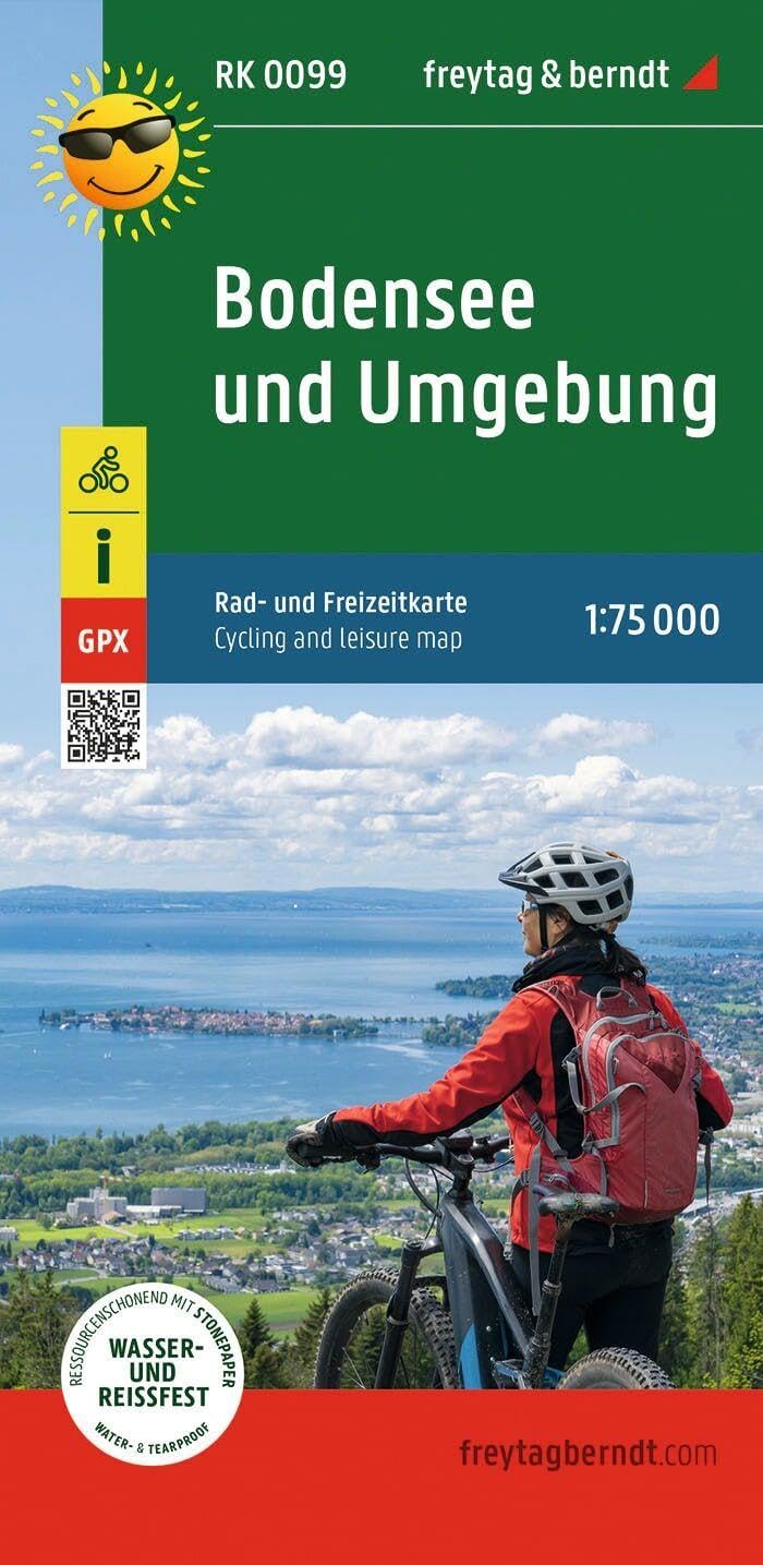 Lake Constance and surroundings, bike and leisure map 1:75,000, freytag & berndt, RK 0099: GPX Tracks, wasserfest und reißfest: Cycling & Leisure Map RK0099