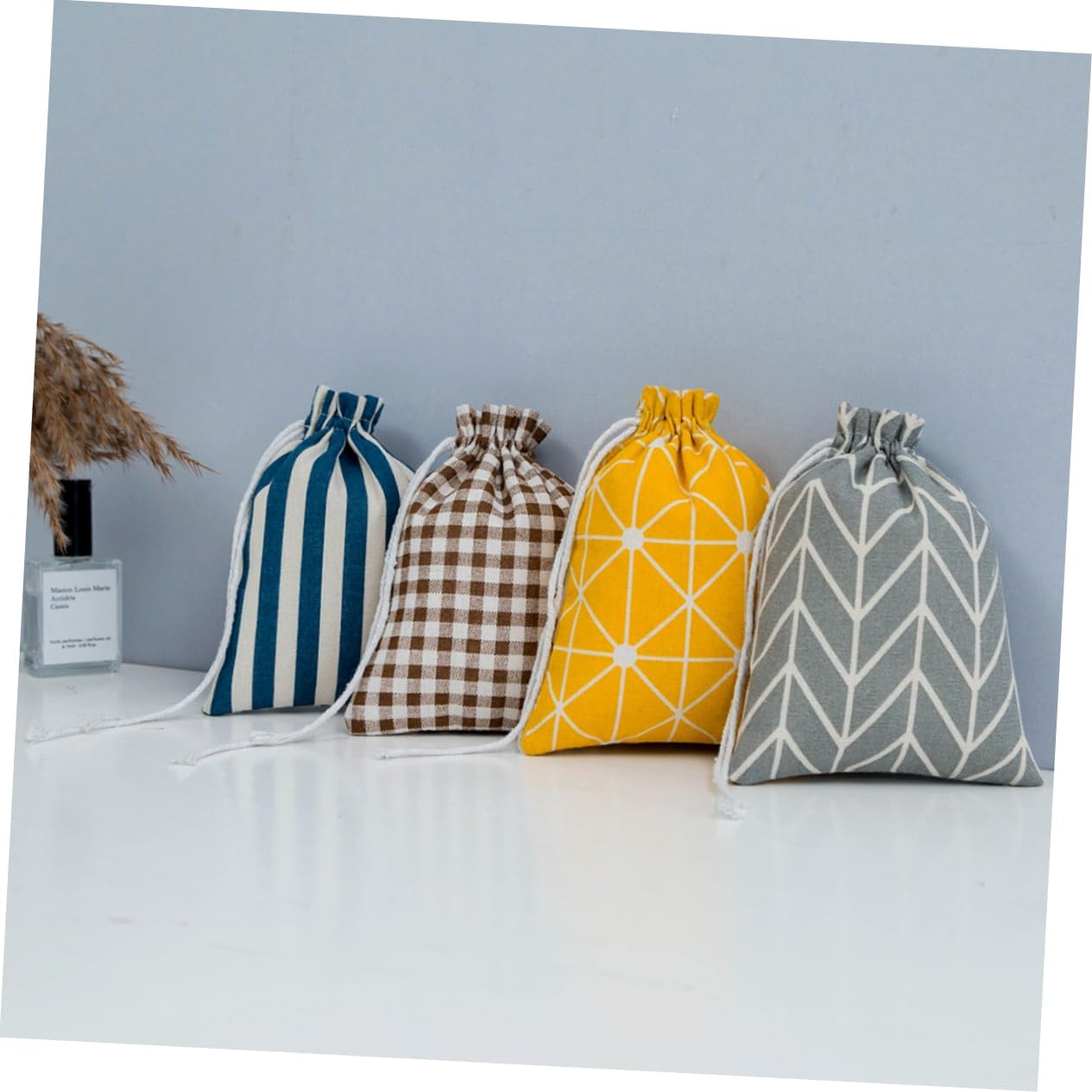 COLLBATH Flax Storage Bag Drawstring Storage Pouch Lightweight Carrying Case Mini Bag for Coins Jewelry Snacks