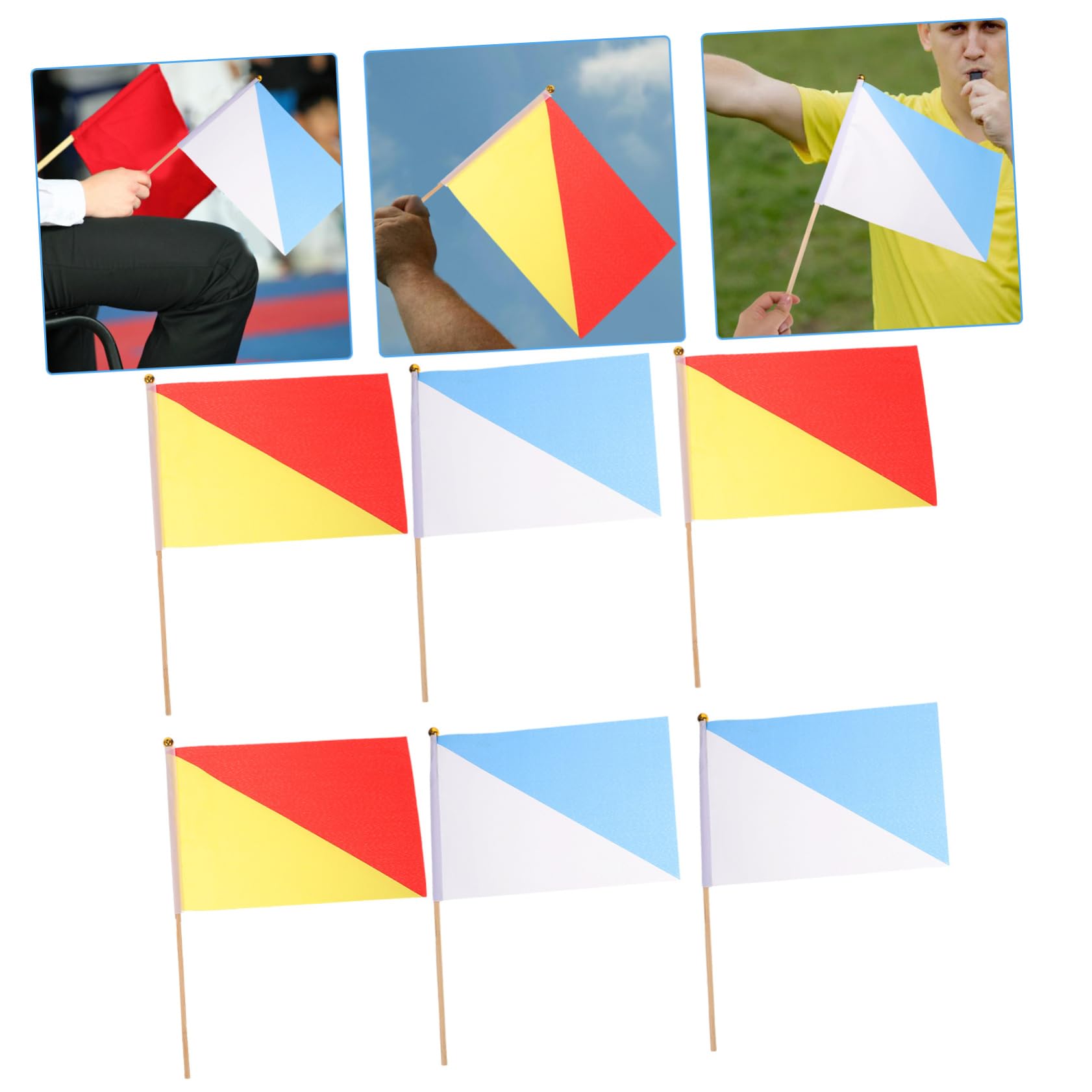 Outanaya Signal Flags 6 Pack Handheld Performance Flags for Games Training Navy Band Made of Wood Polyester