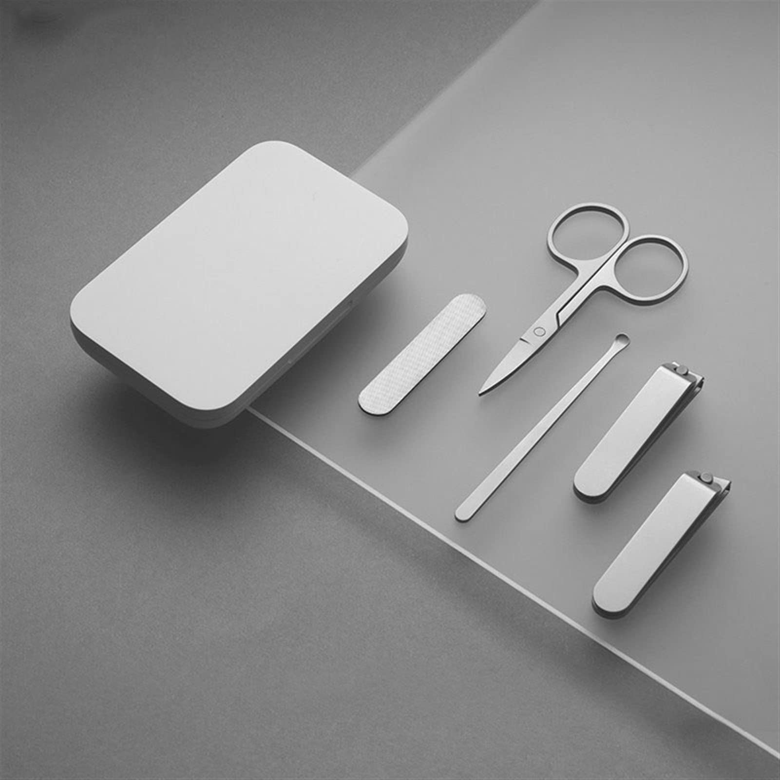 Juego de Cortaúñas Manicura 5pcs kit de aseo con estuche portátil de la uña de la uña de la uñas de la manicura del acero inoxidable del acero inoxidable Set para el Cuidado Personal y la Belleza