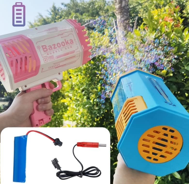 Czl Meco 69 Hole Bubble Machine, 69 Hole Bazooka Bubble Machine, Colorful Light Strong Wind Bubble Machine, Summer Outdoor Children's Toys - Good Things for Boys and Girls Party (Purple)