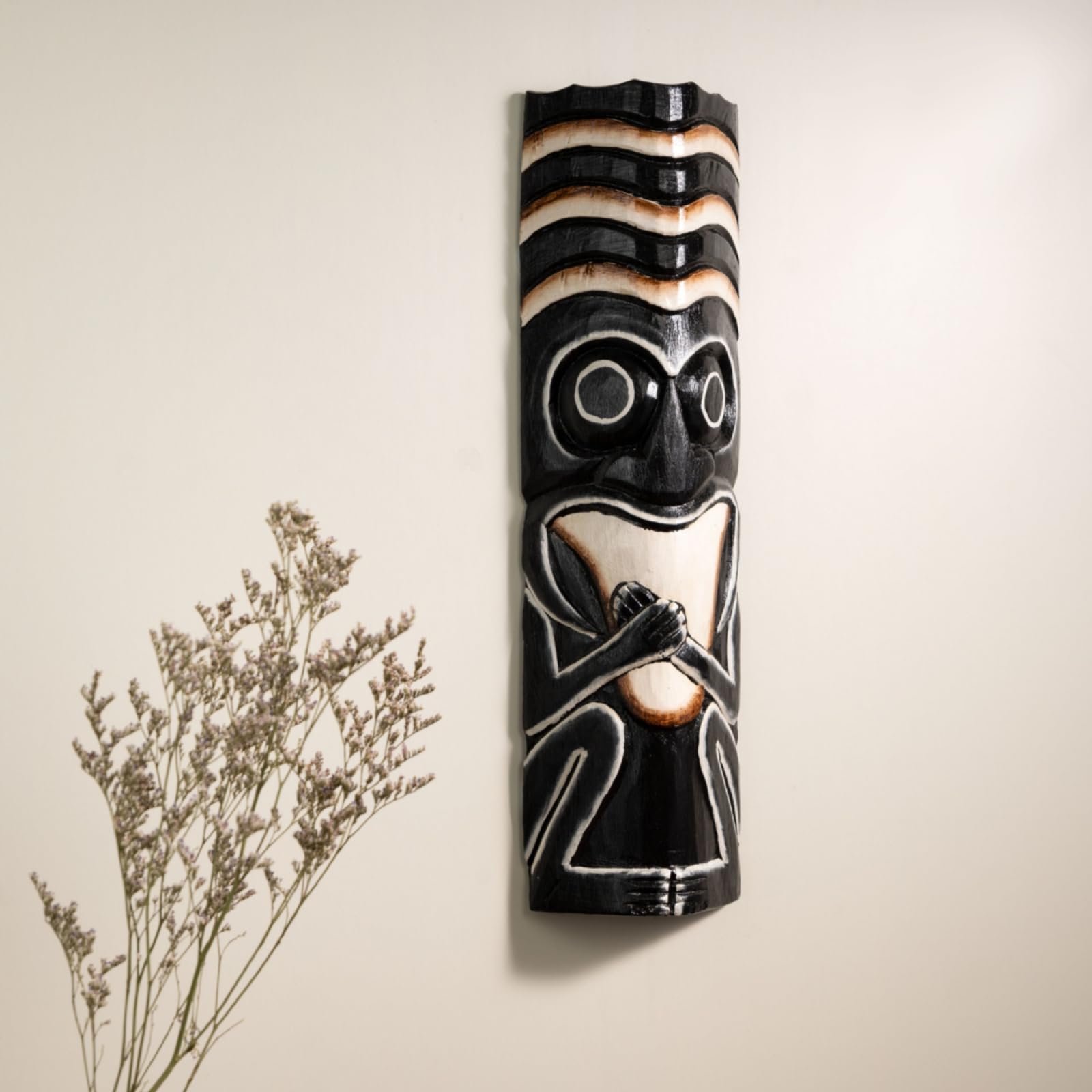 Yajuyi Scultura Decorativa Volto Statua Ornamento Resina Lavorata Testa Etnica Superficie Zigrinata Stile Adatta a Soggiorno Studio Ufficio Caffetteria Mensole Consolle Caminetto 50cm