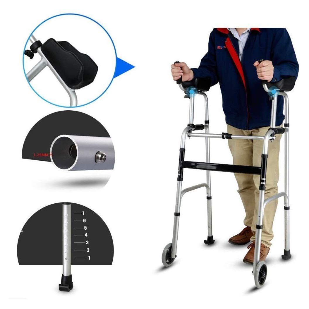 Polegaj na chodziku dla seniorów Rollator Standardowe chodziki Chodzik na kółkach z 4 kołami Składany chodzik dla seniorów Osoby w podeszłym wieku - pomoce do chodzenia Lekki wsporniki Do 440 funtów