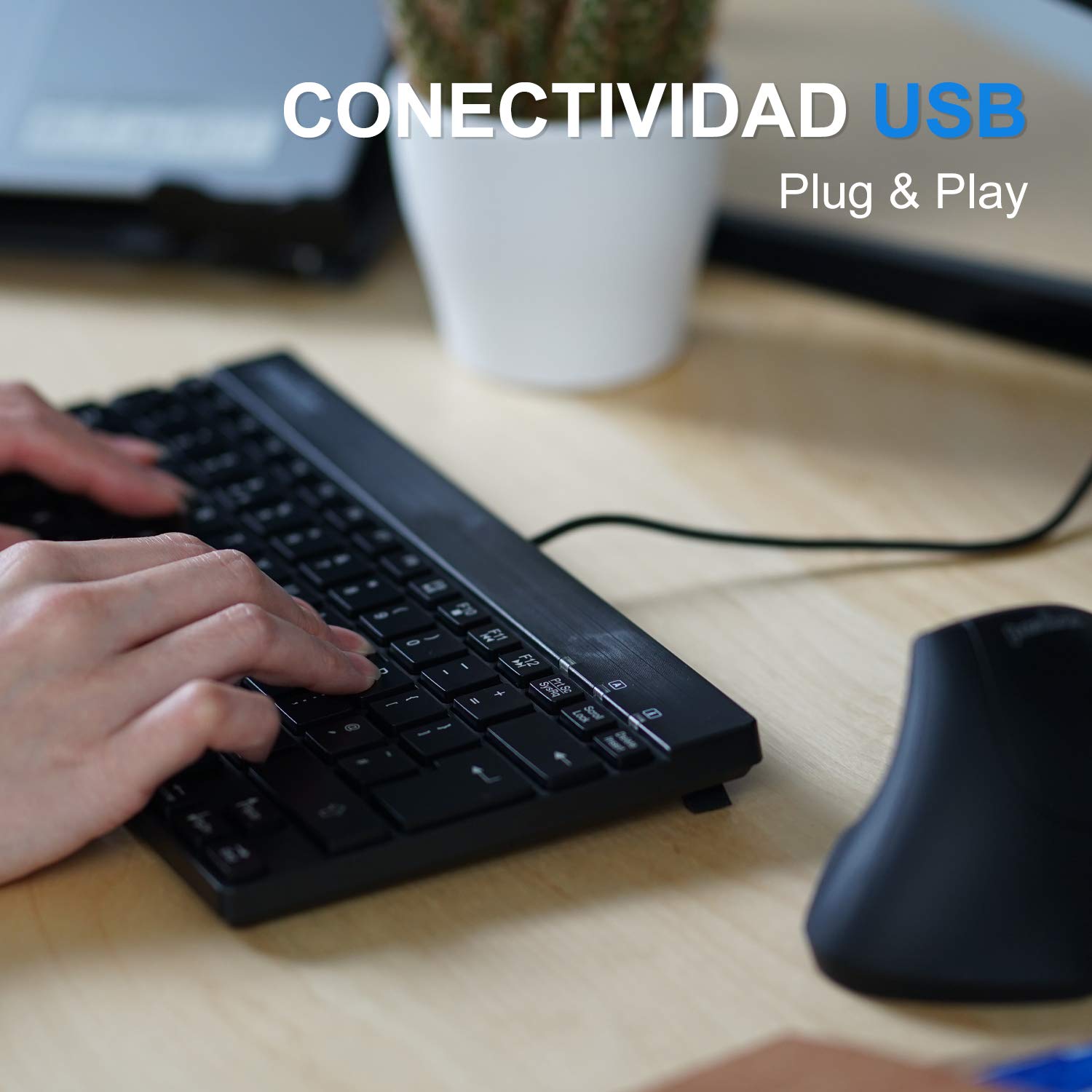 PERIBOARD-426ES Mini Teclado con Cable USB - Negro - QWERTY Español, Negro 7