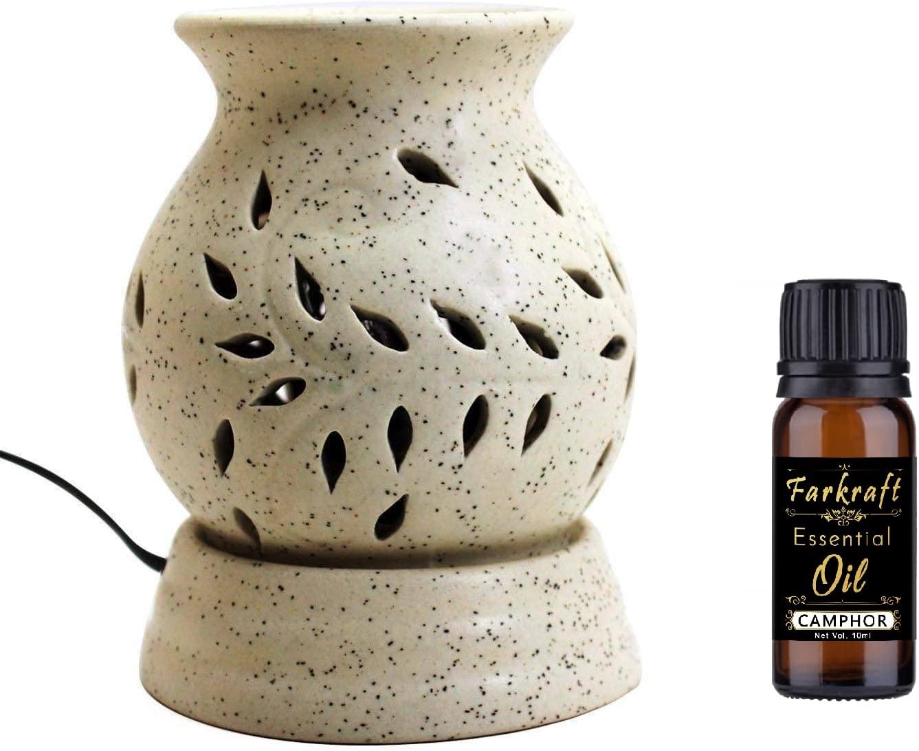 Farkraft Ceramic Ethnic Electric Aroma Diffuser/Burner White Aroma Diffuser | Fragrance: Camphor