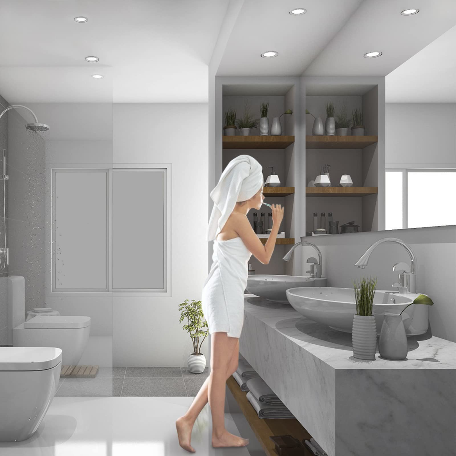 YRHome Reflektor LED do zabudowy, 230 V, ultra płaski, zestaw 20 sztuk, 5 W, lampa łazienkowa, reflektor punktowy do zabudowy, aluminium, mini lampa sufitowa do salonu, sypialni i kuchni, 20 x 5 W,