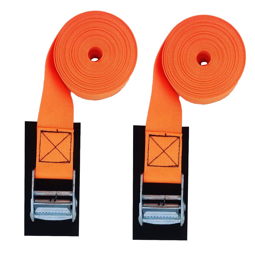 Alfa Gear All Purpose Tie Down Straps 1200 lbs Capacity Great for Boat/Motorcycle/Scooter/Jet ski/Kayak/SUP/Canoe/Ski Board Capacity 2 pcs 1.5" Width Extra Pad to Avoid Scratching Orange Color