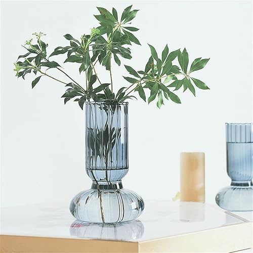 Miniatura 4 de SHUAN Jarrón para decoración del hogar macetas decorativas para sala de estar contenedor de vidrio adornos hidropónicos de cristal a rayas