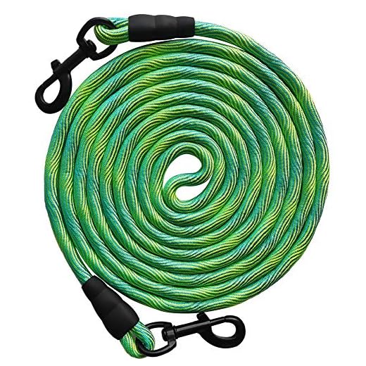 BTINESFUL 8ft/12ft/20ft/30ft/50ft Tie-Out Check Cord Long Rope Dog Leash, Recall Training Lead Dog Leash for Yard- Great for Large Medium Small Dogs Tactical Training, Playing, Camping, or Backyard