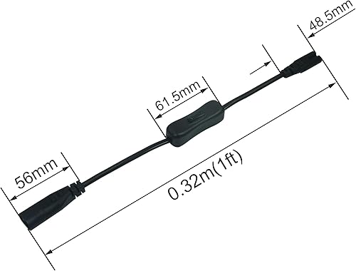 Miniatura 4 de Cable de extensión IEC320 C8 a C7 con interruptor, cable de alimentación de CA IEC320 C8 macho a hembra de repuesto para impresora o TV