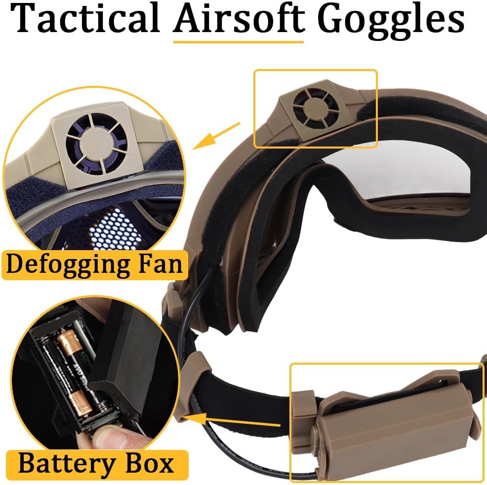 Tactical Paintball Helmet Set: Goggles Mask Steel-Mesh Earmuffs for Airsoft,Outdoor Games,Lightweight Protection