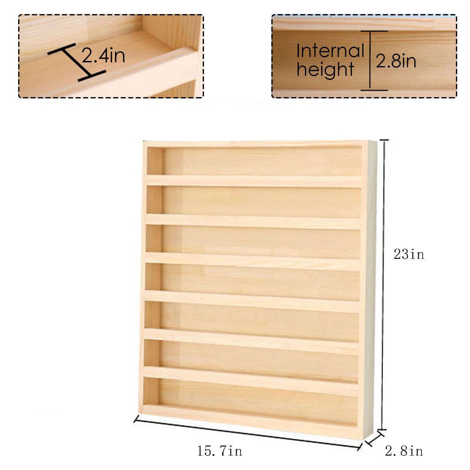 7 Layers Wood Washi Tape Box Organizer and Storage with Hanging Hook, Desktop Tape DIY Sticker Roll Holder, Divider Closet Container Holder for Sewing and Thread