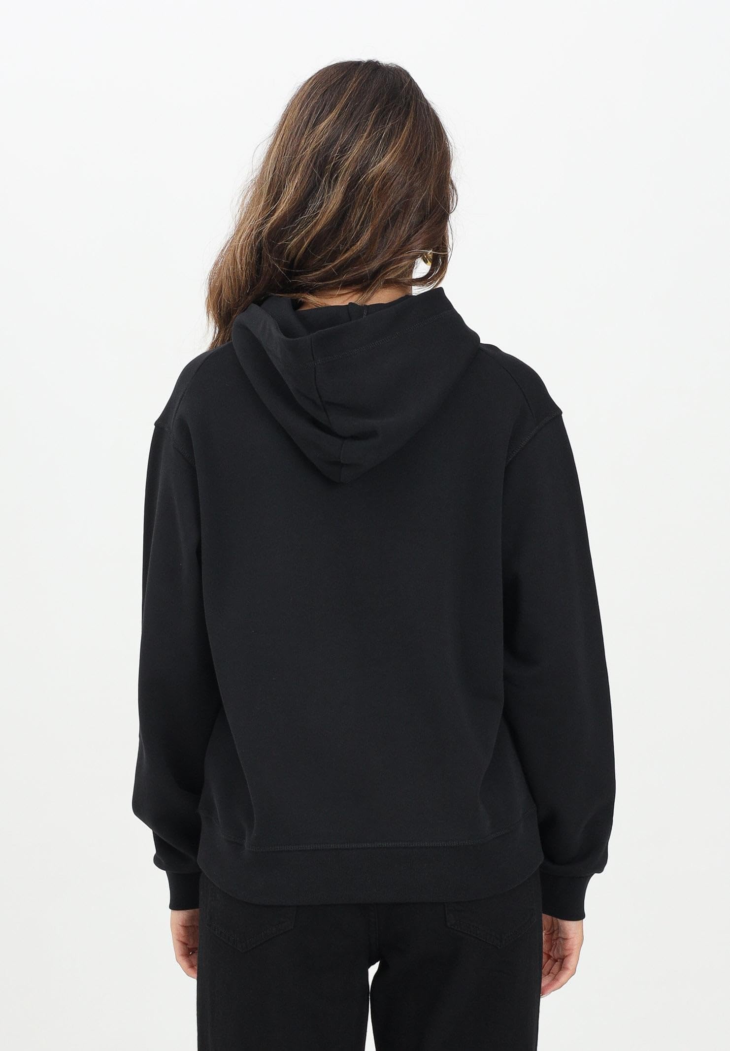 DSQUARED2 Felpa con Cappuccio Nera per Donna, Ragazzi e Bambini con Logo Beads