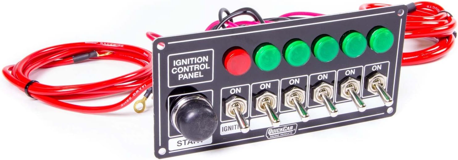 QuickCar Racing Products 50-866 Ignition Panel Blk w/Start But. 5 ACC. & Lights