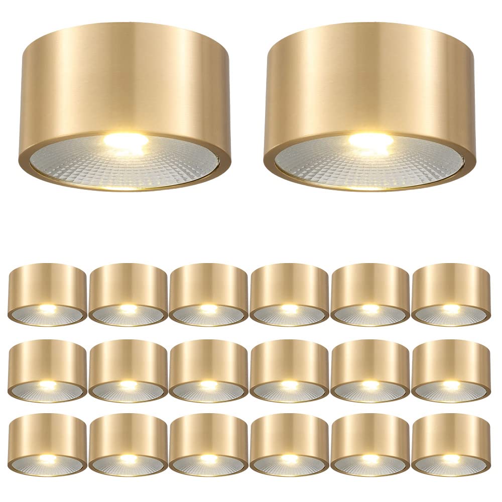 Aioneer 20 Pack All Copper Cob Spotlight Baffle Trim Surface Mounted Ceiling Downlight-5W/7W/12W Round Led Ceiling Downlight Simple Retrofit Installation - No Flicker5w-4000K