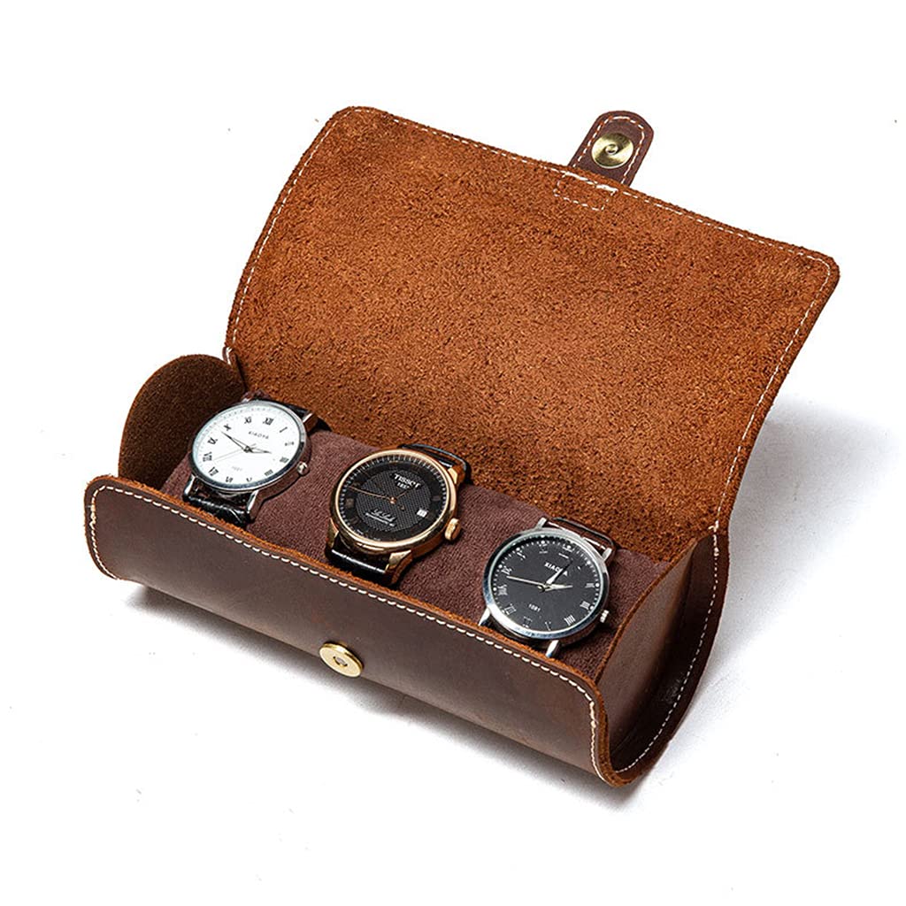 Ho Reise Aufbewahrungsboxen für Männer und Frauen, runde Mental Schnallen Uhrenrollentasche für 3 Uhren, tragbare Outdoor Uhr für robust, langlebig Schutz, Organizer