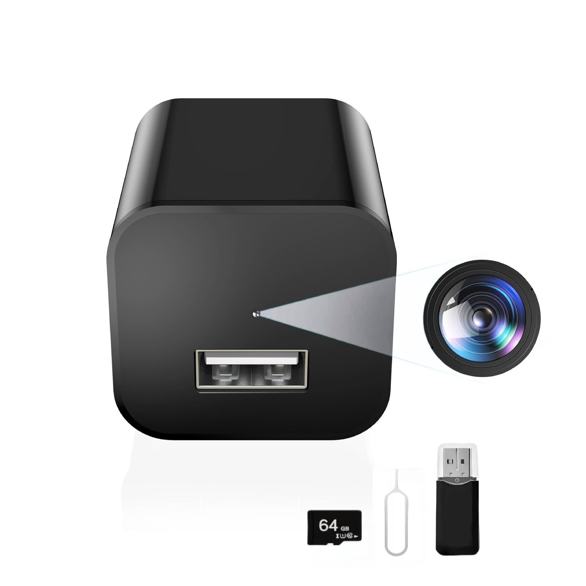 DUVIX Mini Camera with 64G Card 1080P Small Security Camera Charger with Motion Detection for Indoor No WiFi