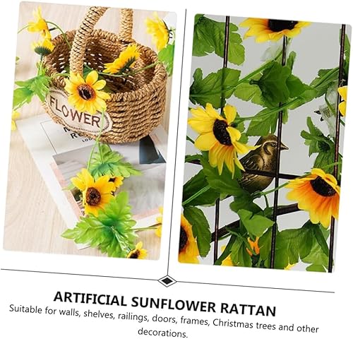 Miniatura 7 de ABOOFAN Guirnalda de boda 2. simulación de vid de flores artificiales, patrón de hojas verdes, girasol amarillo, patrón de hojas verdes, decoración